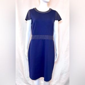 Michael Kors Studded Sheath Dress Navy Blue Size Large